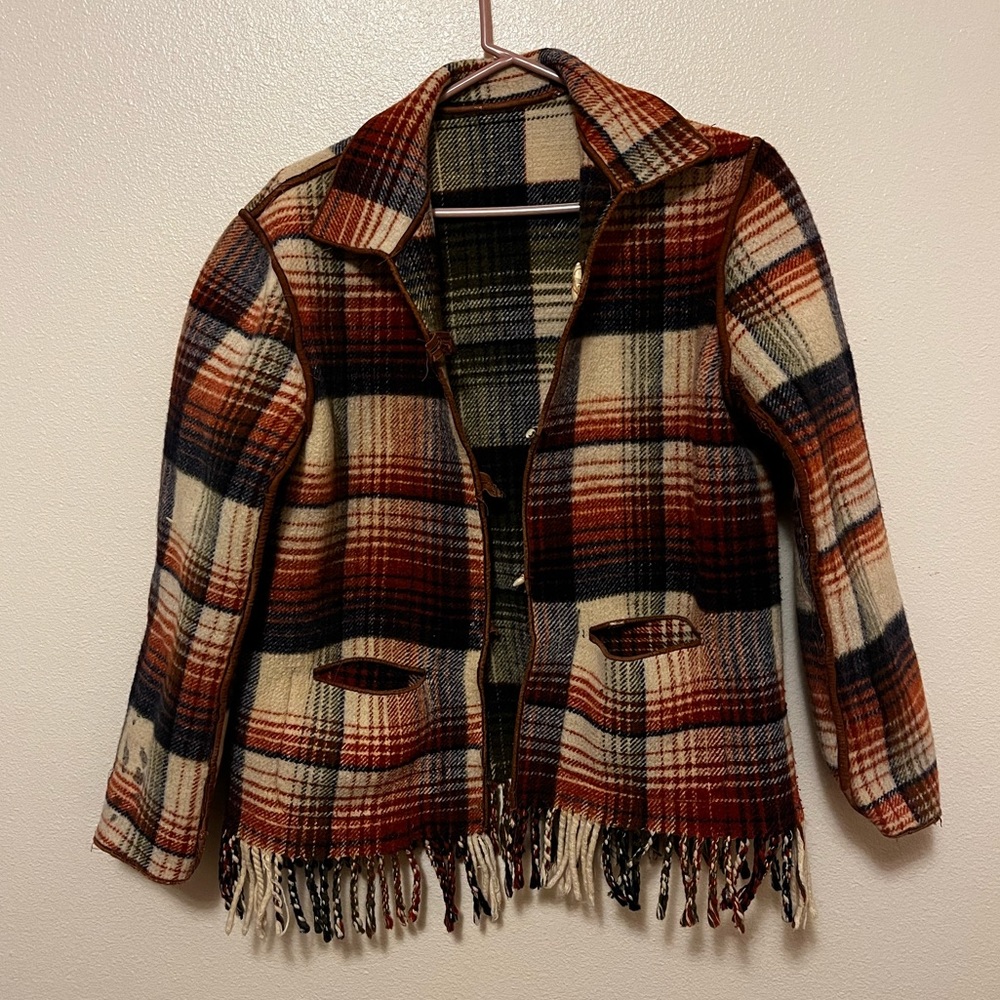 Reversible wool flannel coat